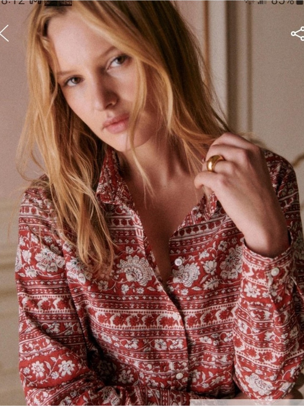 Sezane Red Floral Printed Blouse